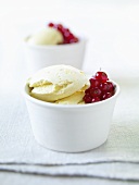 Vanilla ice cream with redcurrants