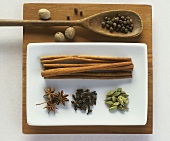 Star anise, cloves, cardamom, cinnamon, nutmeg and pepper