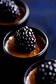 Chocolate mousse garnished with blackberries
