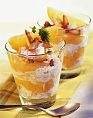 Coconut rice with sharon fruit puree