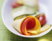 Pepper and courgette rolls