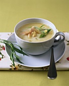 Asparagus soup with salmon trout and tarragon