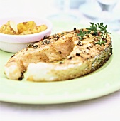 Grilled salmon steak