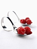 Raspberries on a spoon