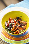 Tomato and pepper salad with olives