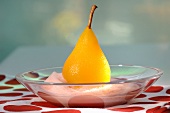 Saffron pear on red wine sabayon