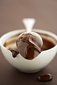 Chocolate ganache on a spoon