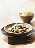 Tagliatelle with spinach, olives & artichokes