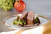 Venison with asparagus and morels