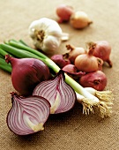 Various onion family vegetables