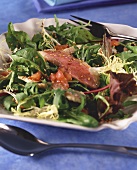 Mixed salad leaves with red mullet