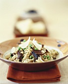 Mushroom risotto with peas