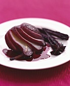 Poached red wine pear
