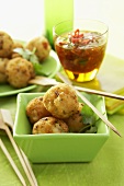 Shrimp and coconut balls with chili sauce