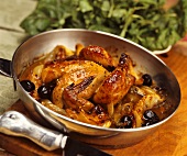 Fried poussin with olives