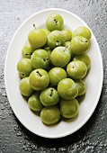 Greengages in a dish