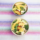 Mixed salad with peaches