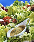 French dressing with tarragon surrounded by salad