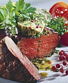 Beef steak with herb butter