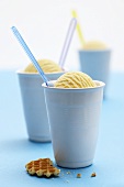 Vanilla ice cream in sundae dish