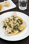 Skate wing with butter and capers