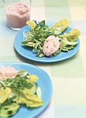 Ham mousse on summery salad