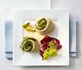 Plaice and courgette rolls