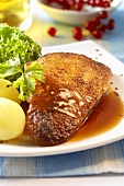 Fried duck breast