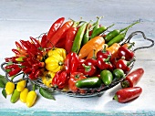 Mixed chillies in a basket