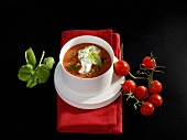Tomato soup with basil and cream