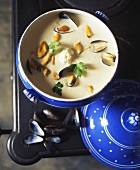 Cauliflower soup with mussels