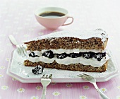 A piece of blackberry sour cream cake