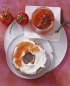 Wholemeal bagel with tomato jam