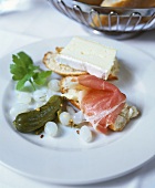 Baguette with Camembert and ham
