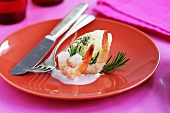Semolina dumpling with poppy seeds & shrimps in cream sauce