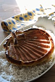 Baked scallop with pastry border