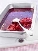 Berry sorbet in a roasting tin