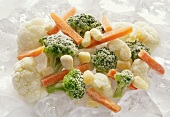 Mixed vegetables on ice