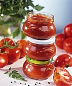 Ketchup in preserving jars
