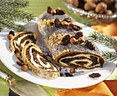 Filled yeast plait with nuts and raisins