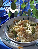 Crab risotto with asparagus tips