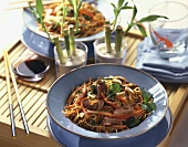 Chinese egg noodles with beef and vegetables
