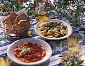 Marinierte Paprika und Tomaten & Rührei mit Garnelen