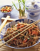 Rice noodles with pork fillet and shrimps