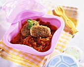 Mince fingers with tomato sauce