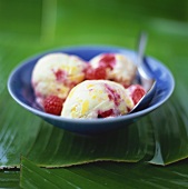 Raspberry and apricot ice cream