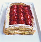 Strawberry puff pastry tart