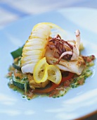 Grilled cuttlefish on vegetables