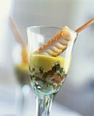 Oyster tartare with passion fruit sauce and sole fillet