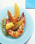 Fried prawn with exotic fruit